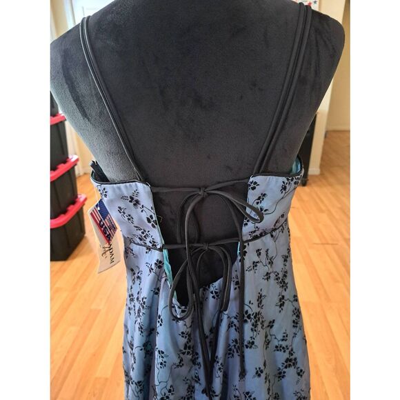 New 18W B&A Betsy Adam Blue Black Floral Formal Dress Wedding Prom Evening Gown - Picture 5 of 8